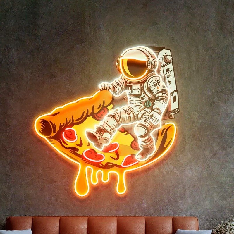 Letrero Astronauta Pizza Neón