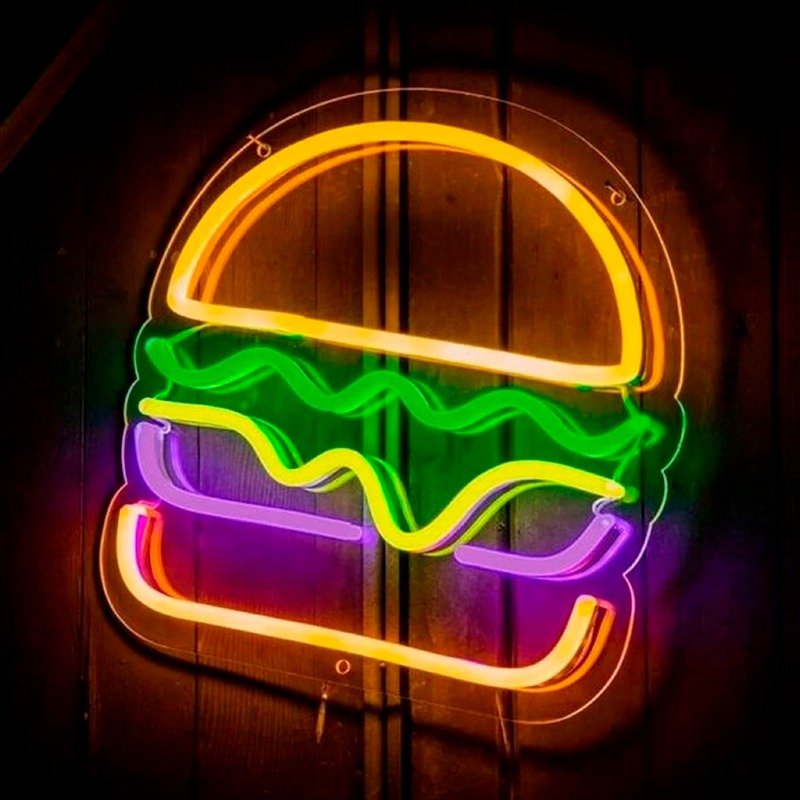 Letrero Hamburguesa Neón Flex